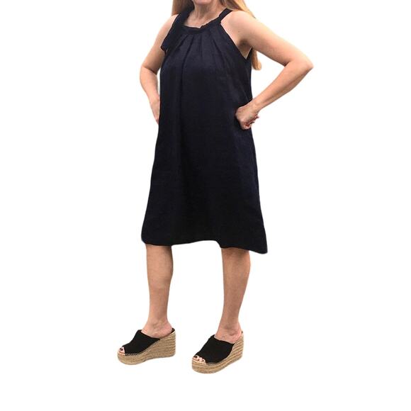 Bellamia Linen Shift Dress, Navy Blue, Women's S,  A Line Dress, Comfortable - Picture 8 of 8